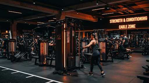 Zona de Máquinas de Poleas y Musculación en RFG Gimnasio